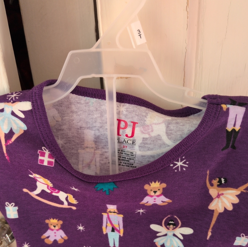 Children's Place Glow Nutcracker Ballerina & Bear Snug Fit Purple Cotton Pajamas - Picture 7 of 7